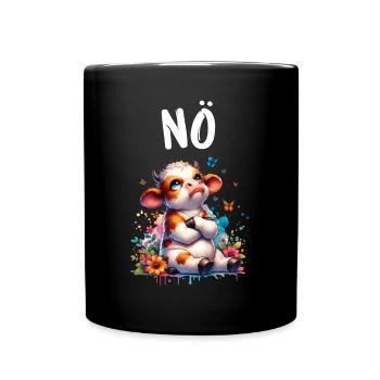 Cow Saying Nope for Boys and Girls - Full Colour Mug - black - Front
