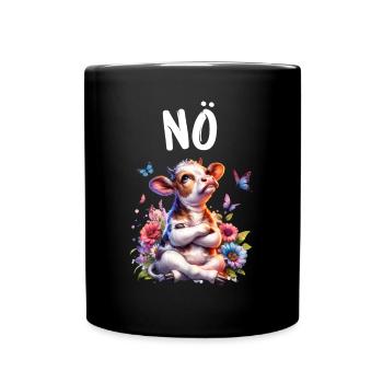 Cow Saying Nope for Boys and Girls - Full Colour Mug - black - Front
