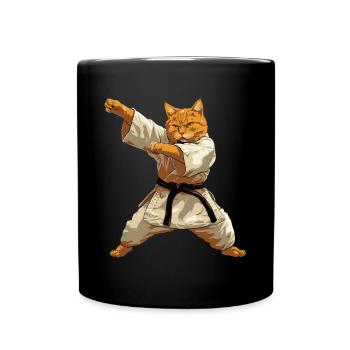 Katzen Aikido Kampfsport Geschenk - Tasse einfarbig - Schwarz - Vorne