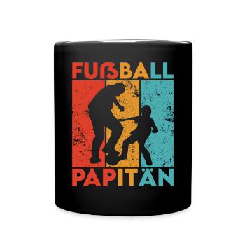 Fußball Papitän Fußballer Trikot Papa Vatertag - Tasse einfarbig - Schwarz - Vorne