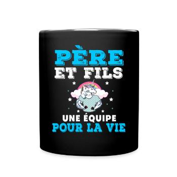 Father and Son Unicorn Team For Life Duo Man - Full Colour Mug - black - Front