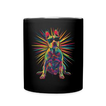 American Bull Terrier Dog Sunglasses Pop Art - Full Colour Mug - black - Front