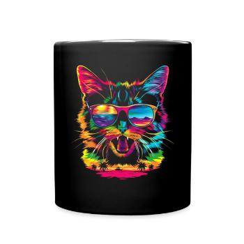 American Shorthair Dog Sunglasses Pop Art - Full Colour Mug - black - Front