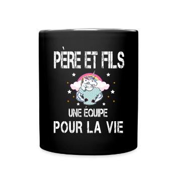 Father and Son Unicorn Gift Dad - Full Colour Mug - black - Front