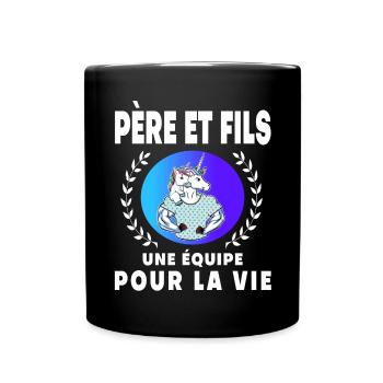 Father Son Unicorn Retro Vintage Man - Full Colour Mug - black - Front