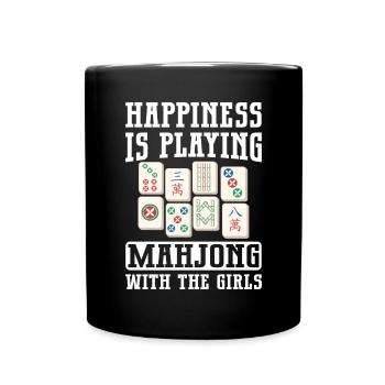 Mahjong Mah Jong Chinesisches Spiel Mah Jongg - Tasse einfarbig - Schwarz - Vorne