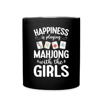 Mahjong Mah Jong Chinesisches Spiel Mah Jongg - Tasse einfarbig - Schwarz - Vorne