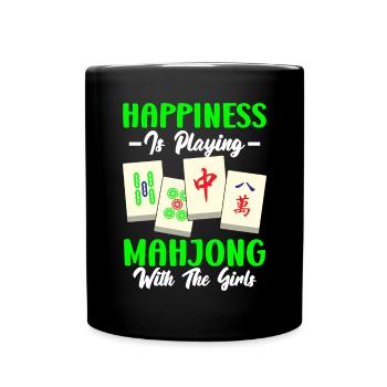 Mahjong Mah Jong Chinesisches Spiel Mah Jongg - Tasse einfarbig - Schwarz - Vorne