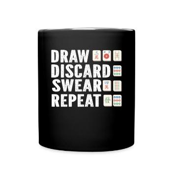 Mahjong Mah Jong Chinesisches Spiel Mah Jongg - Tasse einfarbig - Schwarz - Vorne