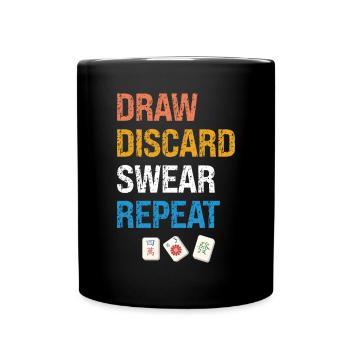 Mahjong Mah Jong Chinesisches Spiel Mah Jongg - Tasse einfarbig - Schwarz - Vorne