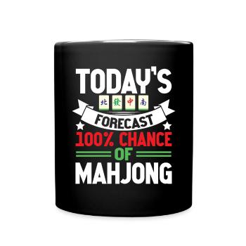 Mahjong Mah Jong Chinesisches Spiel Mah Jongg - Tasse einfarbig - Schwarz - Vorne