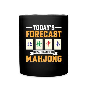 Mahjong Mah Jong Chinesisches Spiel Mah Jongg - Tasse einfarbig - Schwarz - Vorne