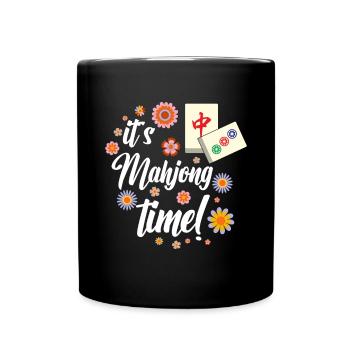 Mahjong Mah Jong Chinesisches Spiel Mah Jongg - Tasse einfarbig - Schwarz - Vorne