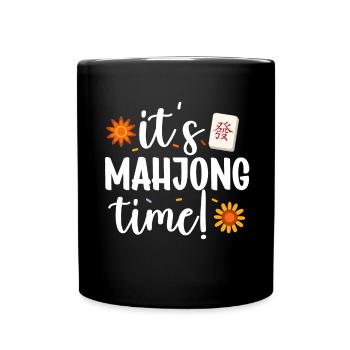 Mahjong Mah Jong Chinesisches Spiel Mah Jongg - Tasse einfarbig - Schwarz - Vorne