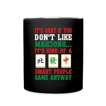 Mahjong Mah Jong Chinesisches Spiel Mah Jongg - Tasse einfarbig - Schwarz - Vorne