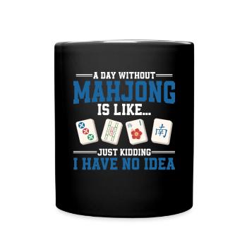 Mahjong Mah Jong Chinesisches Spiel Mah Jongg - Tasse einfarbig - Schwarz - Vorne