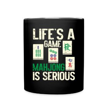 Mahjong Mah Jong Chinesisches Spiel Mah Jongg - Tasse einfarbig - Schwarz - Vorne