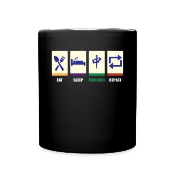 Mahjong Mah Jong Chinesisches Spiel Mah Jongg - Tasse einfarbig - Schwarz - Vorne