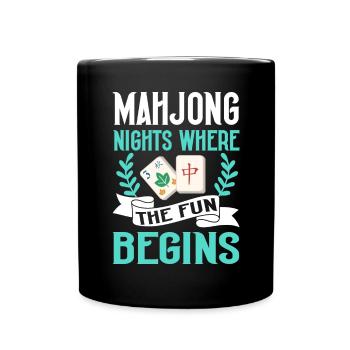 Mahjong Mah Jong Chinesisches Spiel Mah Jongg - Tasse einfarbig - Schwarz - Vorne