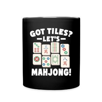 Mahjong Mah Jong Chinesisches Spiel Mah Jongg - Tasse einfarbig - Schwarz - Vorne