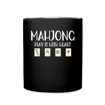 Mahjong Mah Jong Chinesisches Spiel Mah Jongg - Tasse einfarbig - Schwarz - Vorne