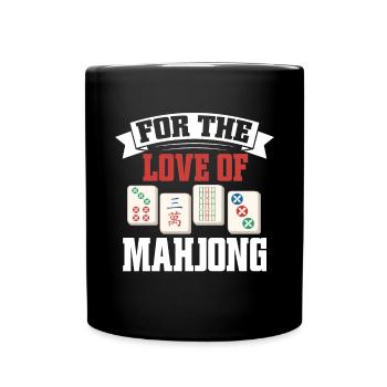 Mahjong Mah Jong Chinesisches Spiel Mah Jongg - Tasse einfarbig - Schwarz - Vorne