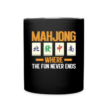 Mahjong Mah Jong Chinesisches Spiel Mah Jongg - Tasse einfarbig - Schwarz - Vorne