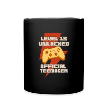 Level 13 Unlocked Official Teenager Funny - Full Colour Mug - black - Front
