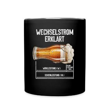 Wechselstrom erklärt Bier Elektriker Technik - Tasse einfarbig - Schwarz - Vorne