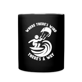 Kitesurfing Where there's wind there's a way - Full Colour Mug - black - Front