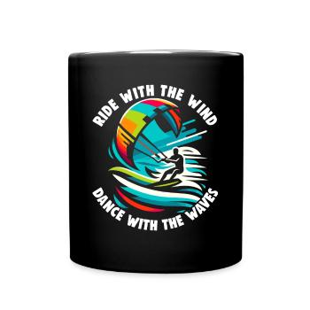 Kitesurfing Ride with the wind Kitesurfer - Full Colour Mug - black - Front