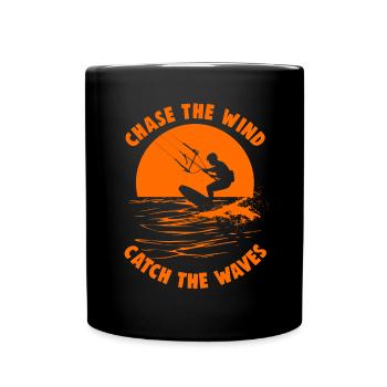 Kitesurf Chasser le vent attraper les vagues - Mug uni - noir - Devant