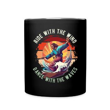 Kitesurfing Ride with the wind Kitesurfer Jesus - Full Colour Mug - black - Front