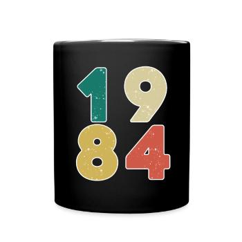 1984 - Jahrgang 1984 - Baujahr 1984 - Tasse einfarbig - Schwarz - Vorne