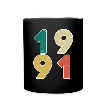 1991 - Jahrgang 1991 - Baujahr 1991 - Tasse einfarbig - Schwarz - Vorne