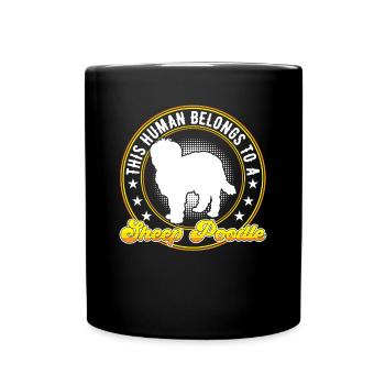 Ich gehöre meinem Schafpudel Altdeutscher Hütehund - Tasse einfarbig - Schwarz - Vorne