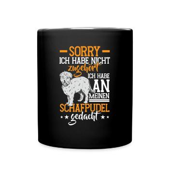 An Schafpudel gedacht Altdeutscher Hütehund - Tasse einfarbig - Schwarz - Vorne