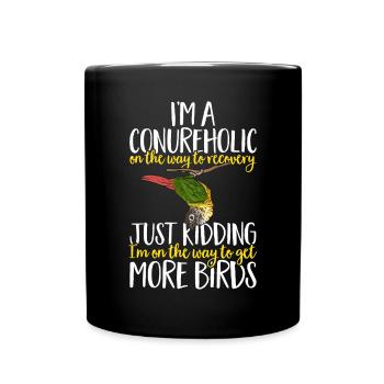 Molinasittich Papagei Vogel Sittich - Tasse einfarbig - Schwarz - Vorne