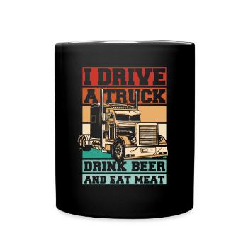 Conduire Camion Boire Bière Manger Viande Camionneur Camionneur Camionneur - Mug uni - noir - Devant