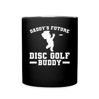 Daddy's future disc golf buddy Disc Golfer Kids - Full Colour Mug - black - Front