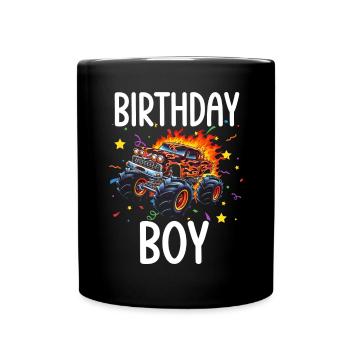 Birthday Kids Monster Truck Birthday Party - Full Colour Mug - black - Front