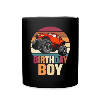 Birthday Kids Monster Truck Birthday Party - Full Colour Mug - black - Front