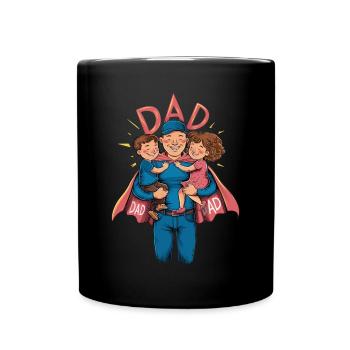 Un papa super-héros avec des enfants fiers - Mug uni - noir - Devant