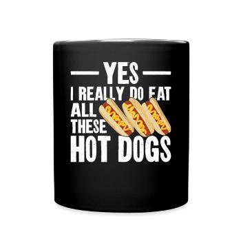 Hot Dog Adult Yes, I Really Do Eat - Full Colour Mug - black - Front