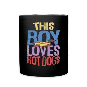 Hot Dog Adult Boy This Boy Loves - Full Colour Mug - black - Front