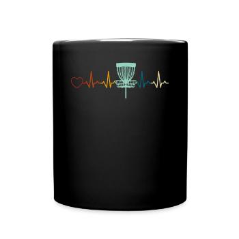 Disc golfing heartbeat disc golf basket Disc golf - Full Colour Mug - black - Front