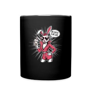 My Coffee Is My Love für eine Kaffeeliebhaberin - Tasse einfarbig - Schwarz - Vorne