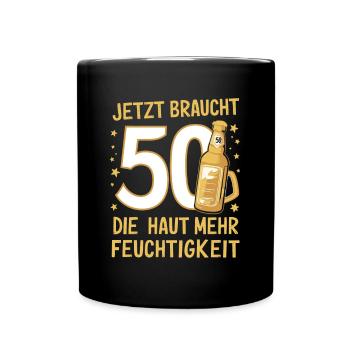 Bier Humor zum 50. Geburtstag - Tasse einfarbig - Schwarz - Vorne