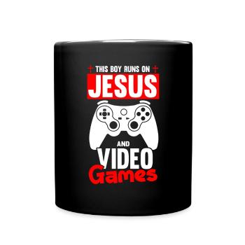 Ce garçon court sur Jésus et les jeux vidéo - Mug uni - noir - Devant
