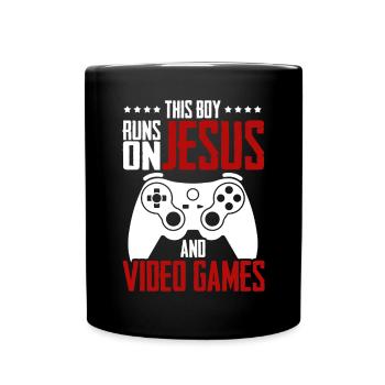 Ce garçon court sur Jésus et les jeux vidéo - Mug uni - noir - Devant